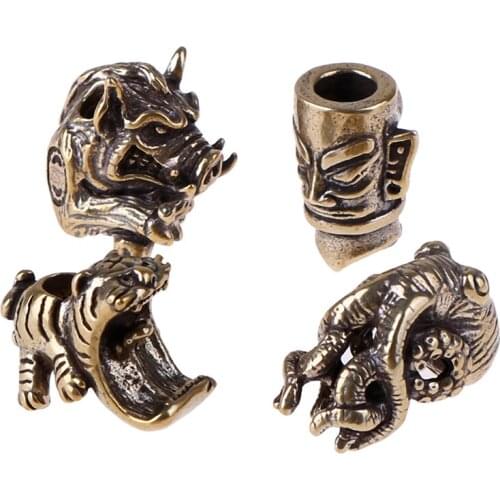 Multicolor Titanium Retro Brass Knife Beads Lanyard Pendants Paracord Rope Cord Spartan EDC Beads Pendants Tools