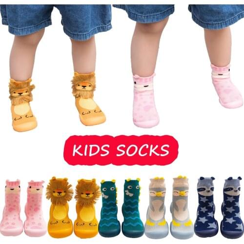 Fashion Toddler Infant Kids Baby Boys Girls Cartoon Printed Knit Soft Sole Anti-slip Rubber First Walkers Shoes Socks Slipper#p4