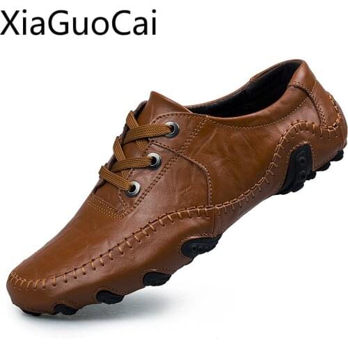 Brand New Style Fashion Men Casual Shoes Leather Slip-on Moccasins for Male Loafers Lightweight Driving Shoes Lu3 35