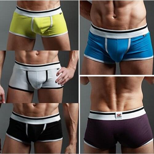 Mens Fashion Boxer Underpants Shorts Breathable Low Waist Cotton Underwear Short Boxer Brief Pants