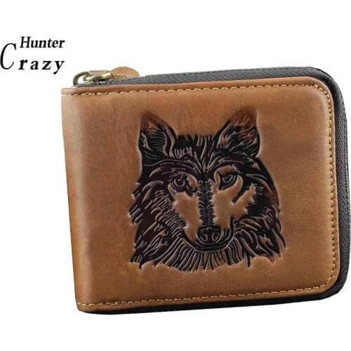 Biker Style Real Leather Zipper Wallet for Mens (coins pocket, 8 card Slots)