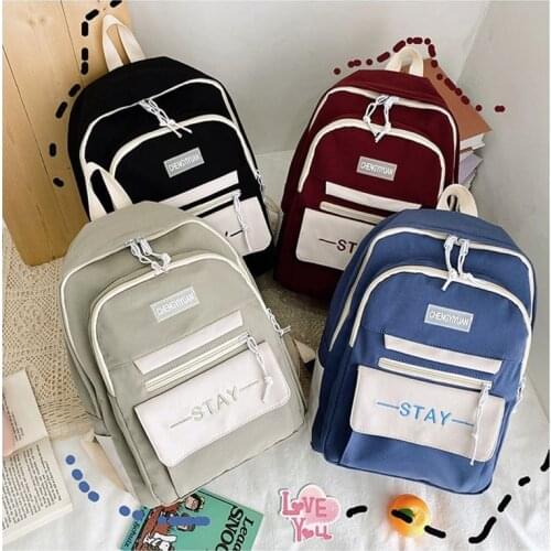 New Schoolbag Female High School Student Backpack Fresh And Contrast Color Large Capacity Middle Campus Easy Cute Series