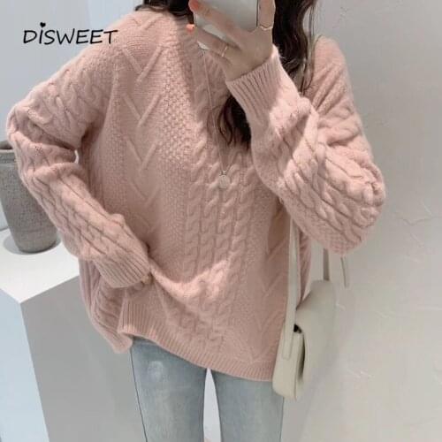 Solid Loose Womens Sweater Korean Long-sleeved O-Neck Warm Sweater Women Simple Slim Winter Pullover Woman 2021