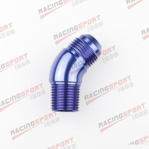 AN10 10AN AN -10 To 1/2" NPT 45 Degree Male Adapter Fitting Aluminum Blue