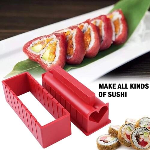 Durable Non Toxic Food Grade Japanese Style Red DIY Plastic Sushi Maker Homemade Sushi Mold