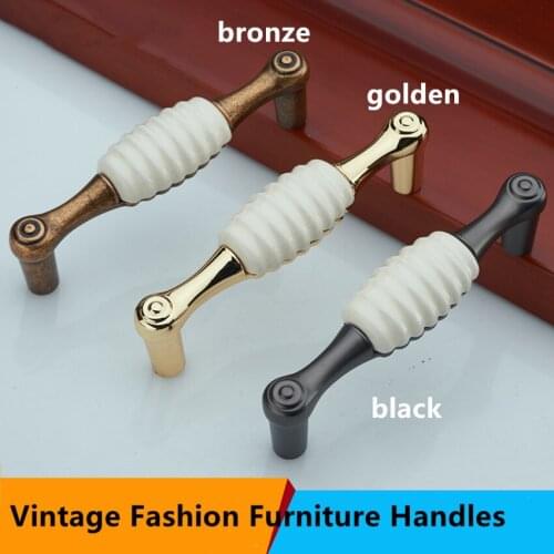 5" bronze black dresser doorhandles 128mm white shell ceramic kitchen cabinet drawer knobs pulls handles fashion rero furniture