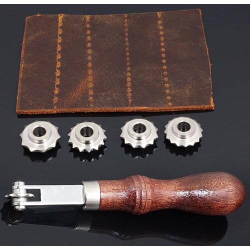 DIY Leathercraft Leather Marking Overstitch Spacing Sewing Tool with 3PCS Wheels Screwdriver for Professional Beginner Artisan