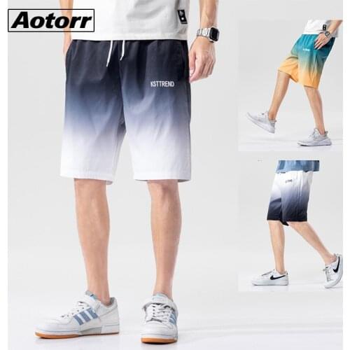 Summer Casual Shorts Mens Gradient Color Fashion Style Man Shorts Beach Shorts Plus Size Quick Dry Jogging Short Men 5XL
