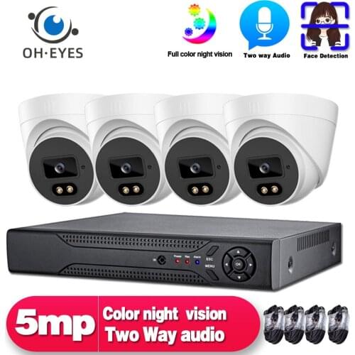 CCTV Camera System POE 5MP 4CH NVR Kit Security System Intdoor Dome Color Night Vision IP Camera Video Surveillance System Set