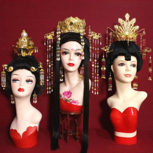 3 Designs Ancient Chinese Tang Empress Gorgeous Hair Tiara Bride Wedding Tiara Hair Crown Head Piece for TV Play Photography