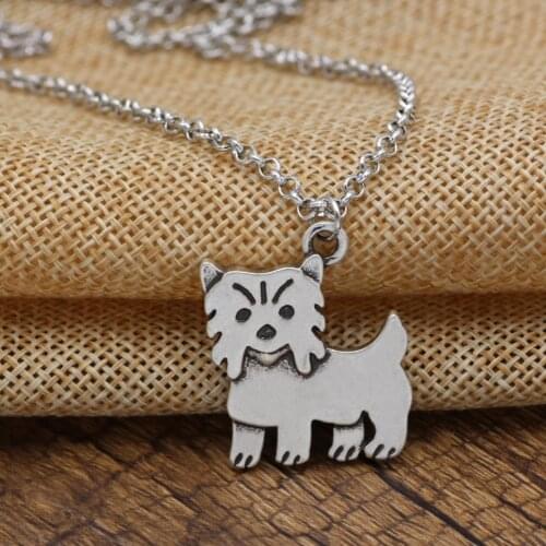 Women Simple Vintage Colar Hippie Yorkshire Terrier Choker Necklace Boho Dog Maxi Necklaces Collier Jewelry Double Side