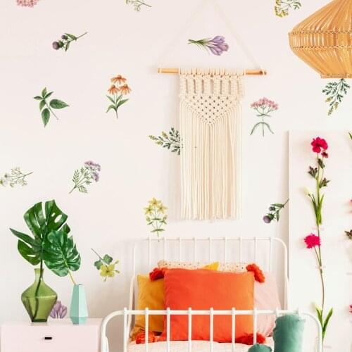 Zollor Elegant Colorful Flower Wall Sticker Living Room Lounge Background Wall Decoration Creative Home Decoration Stickers