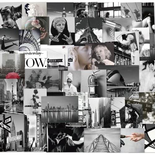 10/50pcs Black and white Popular Declining city Brand sticker For Skateboard Bicycle Computer Notebook Car Decal Childrens Toy