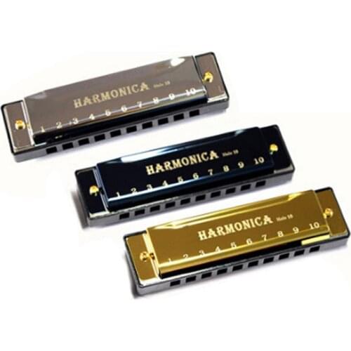 10 Holes Key Blues Harmonica Musical Instrument Educational Toy with Case Chromatic Harmonica Early Education Mouth Organ Gifts