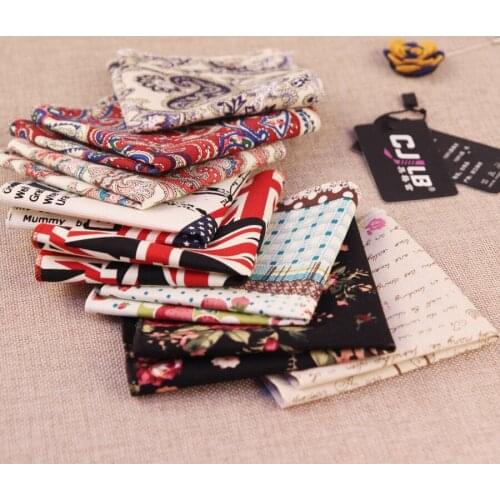 10pcs/lot new fashion designer mens print paisley floral pocket squares handkerchief hankies cotton wedding accessories
