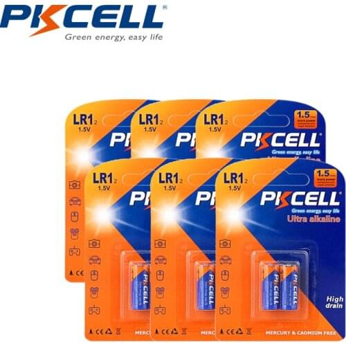 12PCS/6card PKCELL model LR1 AM5 15A 910A N battery 1.5v Alkaline battery dry battery sperker/bluetooth/players battery