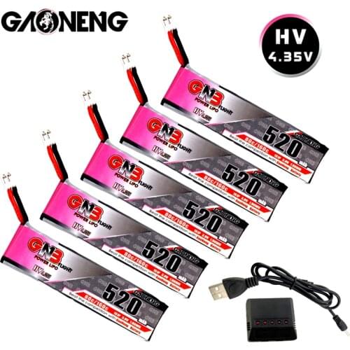 1S 3.8V GNB 520mAh 80C/160C HV Lipo 4.35V Battery +Charger PH2.0 Plug For Emax Tinyhawk Kingkong LDARC TINY GaoNeng RC Drone