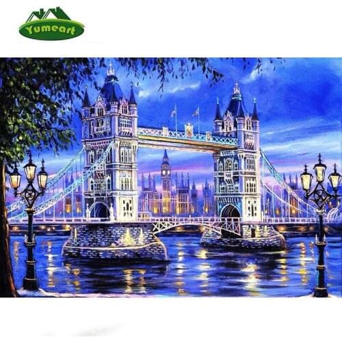 5D Diamond Embroidery Cross Thames Bridge London Science DIY Square Stick Full Drill Drawing Resin Diamond Painting Rhinestone
