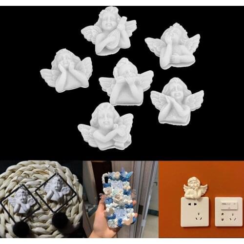 6pcs Mix Resin Charms White Wing Angel 3D Resin Charms Pendant Cabochon for Necklace Earring Keychain Diy Making Accessories