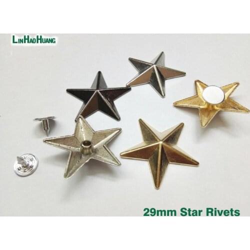 60sets/lot 29mm big zinc alloy metal rivets star jeans garments rivets with alum nail nickle, black, gold free shipping 20160112