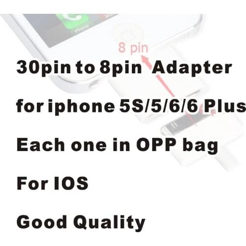 Cyliliya 50Pcs/lot 30 Pin to 8 Pin Adapter for iPhone 5 5S 5C 6 6Plus 7 7plus Support iOS9.3.2 10 10.x.x converter adapter