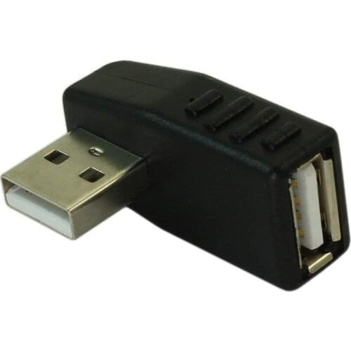 USB 2.0 LEFT Facing A Male to A Female 90 Degree Right Angle Adapter