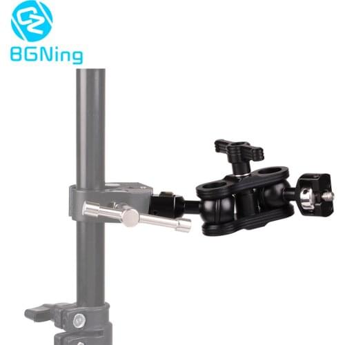 Aluminum Dual 360degree Ball Head Hot Shoe Magic Arm Mount Adapter w 1/4'' Screw Quick-release Board for Sony/Canon/Nikon SLR