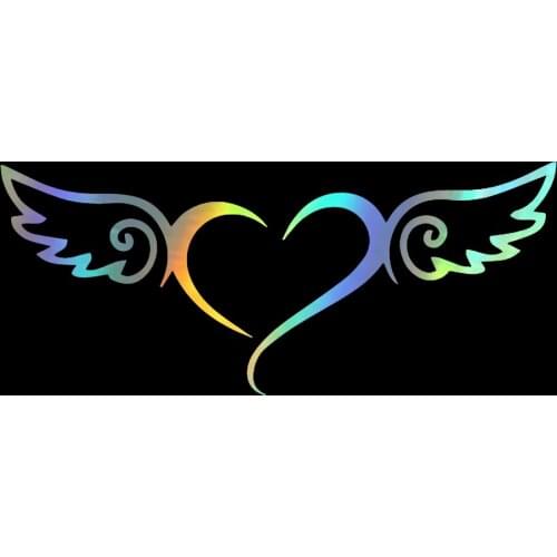 Car Stickers 3D 6.9X16.5CM Heart Angel Wings Creative Rear Windshield Decoraiton Decals Car Styling Cute Sticker On Motorcyc