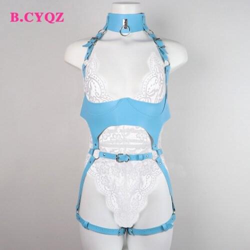B.CYQZ Harness Garter Belt Leather Body Bondage Strap Goth Set Adjustable Suspender Lingerie Sexy Wedding Underwear Rave Clothes
