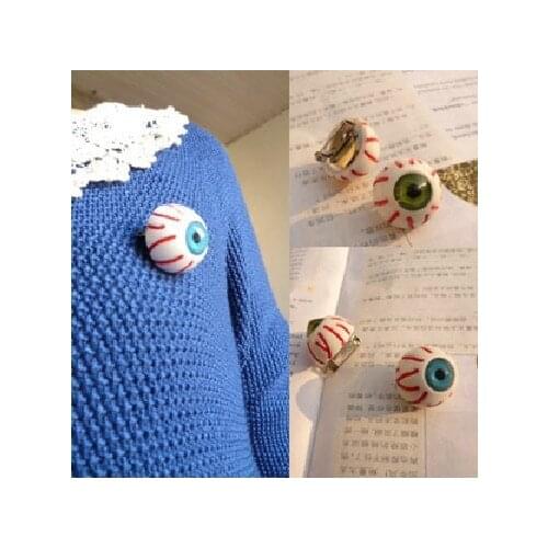 24pcs Free Shipping Fashion Jewelry Punk Eyeball Brooch Zipper Eyes Pins Brooches Zombie Punk Horror Brooch