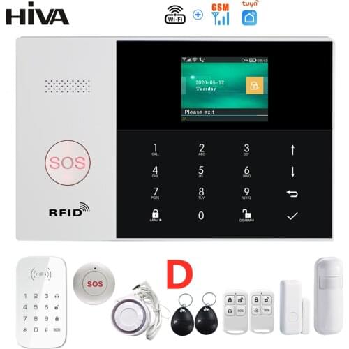 PG-105 Wireless WIFI GSM Home Security Alarm System Tuya Smart Life APP with Motion Sensor Keypad SOS Compatible Alexa & Google
