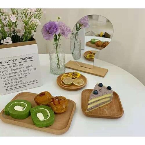 Whole Wood Acacia Irregular Oval Solid Wood Pan Plate Fruit Dishes Saucer Tea Storage Tray Dessert Dinner Plate Tableware Set