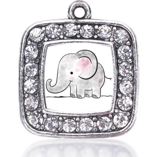 BABY ELEPHANT CIRCLE SQUARE CHARM