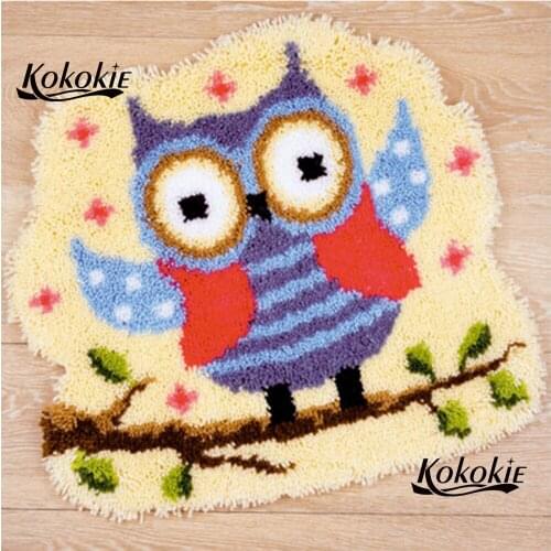Diy tapijt latch hook rug owl 3d printing vloerklee handwerken knooppakket crochet needle for carpet embroidery Handmade decor