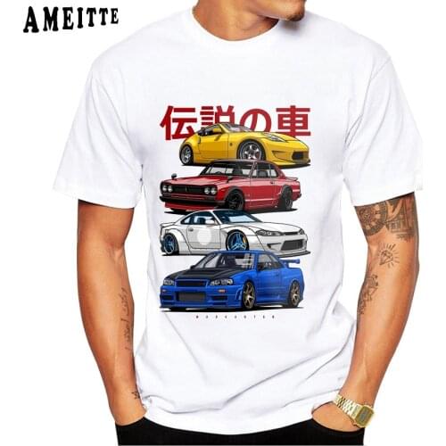 Legend JDM Mix Skyline R34 Silvia S15 Hakosuka and 370Z Car Print T-Shirt Vintage Men Short Sleeve Boy Casual Tops Funny Tees