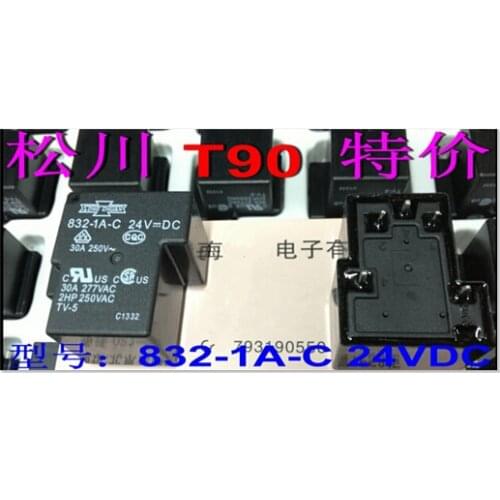 HOT NEW relay 832-1A-C-24VDC 832-1A-C 24VDC 832-1A DC24V 30A T90 DIP5 5pcs/lot