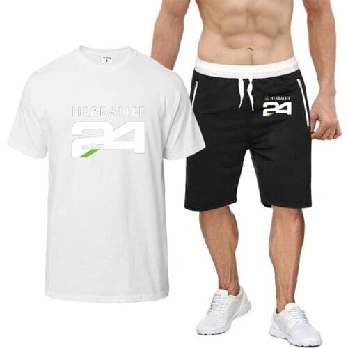 HERBALIFE 24 2021 New Men Printing Comfortable Short Sleeve Shorts Suit Male Cotton Harajuku Tops Casual Sport T-Shirt Tees