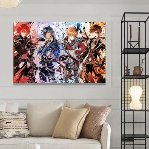 Genshin Impact Canvas Prints Wall Decor Game Poster Tartaglia Kaeya & Diluc Dorm Wall Decor Office Home Decor