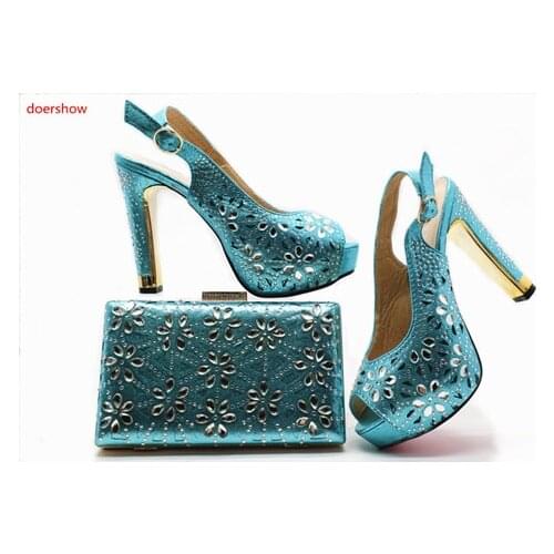 Doershow Italian Shoes with Matching Bags Shoe and Matching Bag for Nigeria Party Nigerian Women Wedding Shoes and Bags SHX1-10