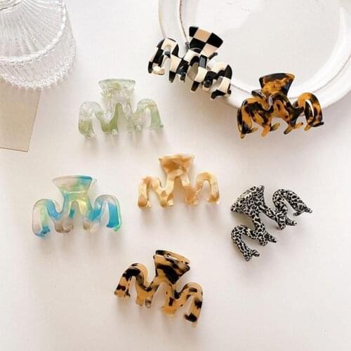 Korean Fashion Acetate Hair Claws Big Size Wave Shape Hair Crabs Clip Leopard Grain Hair Clamps For Women Hair Accessories