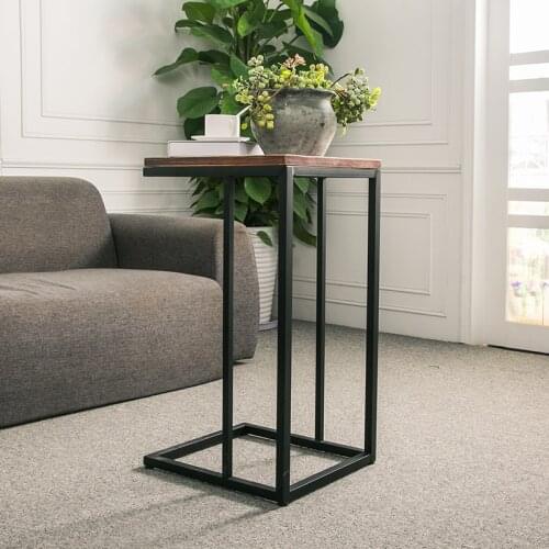 Retro square coffee table iron metal tea set table solid wood living room home furniture sofa side table