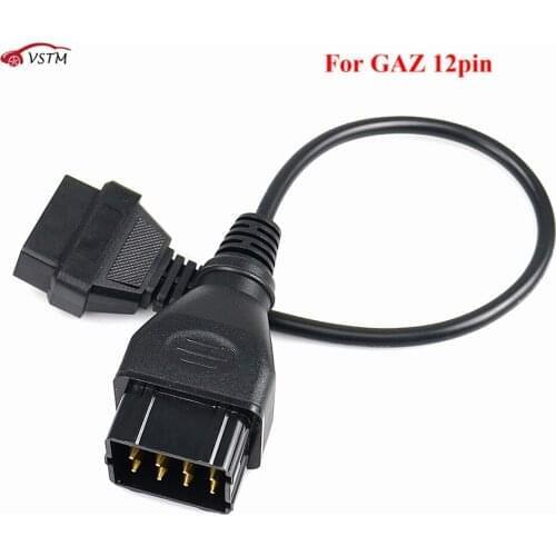 Best Price Converter Cable For GAZ 12 Pin 12Pin Male to OBD DLC 16 Pin 16Pin Female OBD2 OBDII Car Diagnostic Tool Adapter