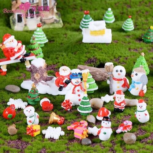 Miniature Christmas Figurines Bonsai Ornament Snowman Mini Home Decorations Garden Micro Landscape Cute Xmas Tree Ornament