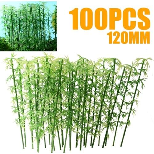 100pcs DIY Craft Plastic Model Artificial Bamboo Miniature Decoration Scenery Home Decor Model Trees Scale