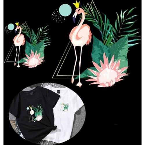 Cartoon PVC Animal Patch Deal with Girl Clothes Heat Transfer Printing Iron on Patches for Clothing Diy Flower Flamingo Sticker