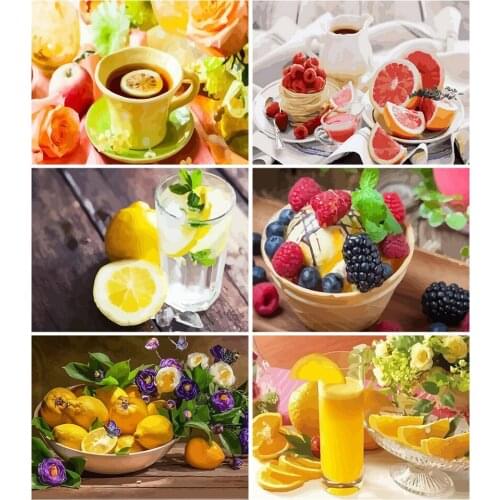 5D Diy Diamond Painting Fruit Cup Cross Stitch Kit Full Drill Embroidery Mosaic Art Picture of Rhinestones Home Decoration
