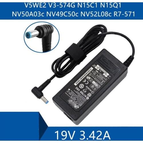 New 19V 3.42A 65W AC Adapter DC Charger Connector For Acer V5WE2 V3-574G N15C1 N15Q1 NV50A03c NV49C50c NV52L08c R7-571 laptop