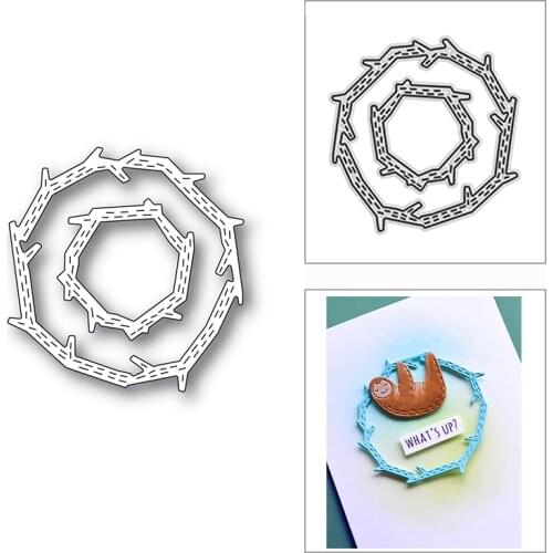 New 2021 Stitched Wooden Circle Metal Cutting Dies for DIY Scrapbooking and Card Making Decorative Embossing Craft No Stamps