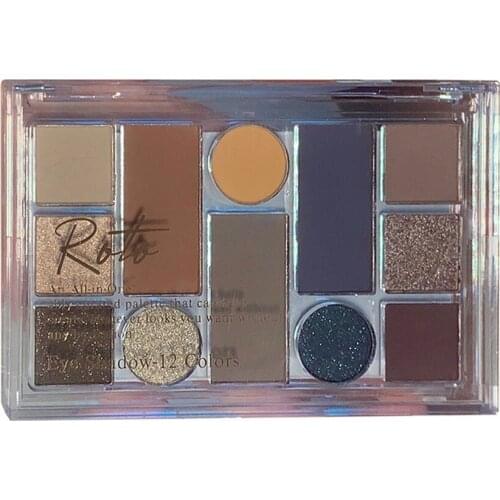 ROTO 12 Color Eyeshadow Palette Pearlescent Matte Texture Is Delicate Easy To Apply Makeup Not Flying Powder Beginner Eye Makeup