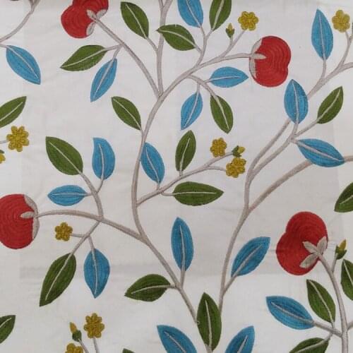2 Colors Deluxe Apple Flower Leaves Silk-like All-over Embroidery Decorative Interior Fabric 140 cm Width Sell by meter